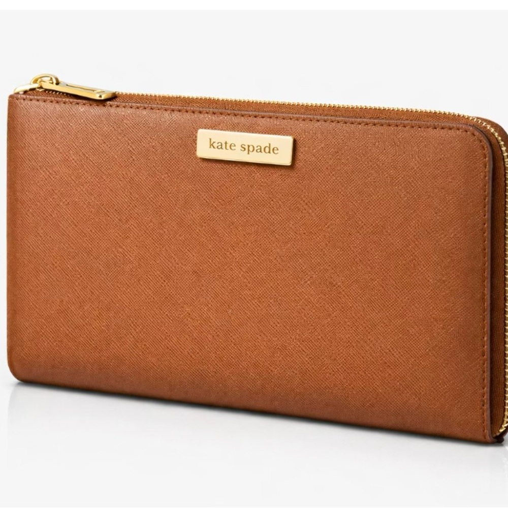 Kate Spade Tan Leather Zip Wallet